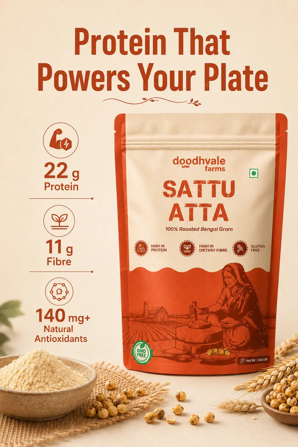 Sattu Atta – Roasted Chana Flour | High-Protein Traditional Flour