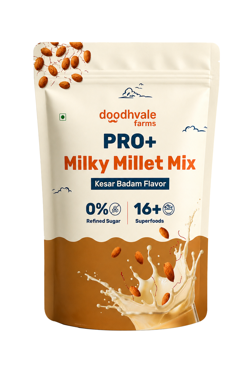 Pro+ Milky Millet Mix - Kesar Badam Flavour.