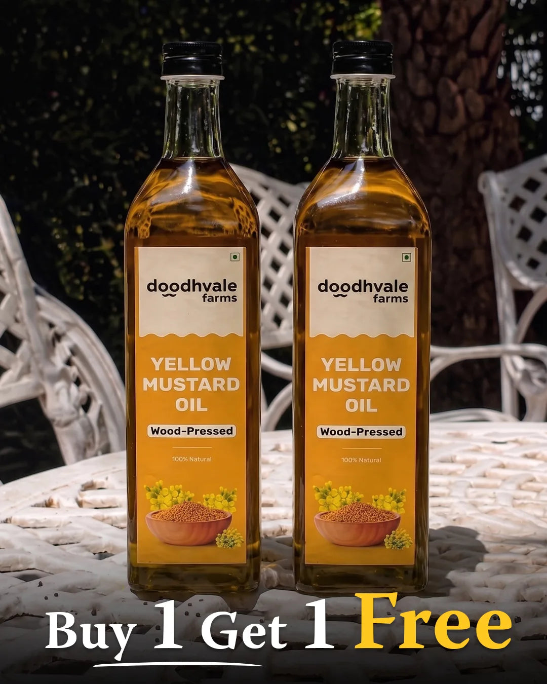 Yellow Mustard Oil - Wood Pressed 1L (Buy 1 Get 1 Free)