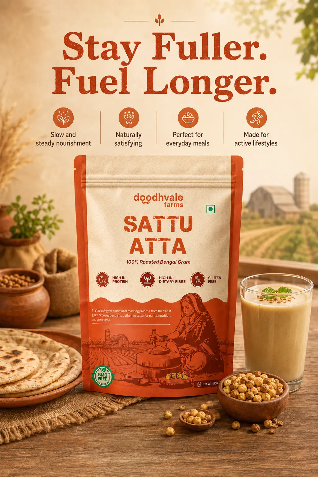Sattu Atta – Roasted Chana Flour | High-Protein Traditional Flour