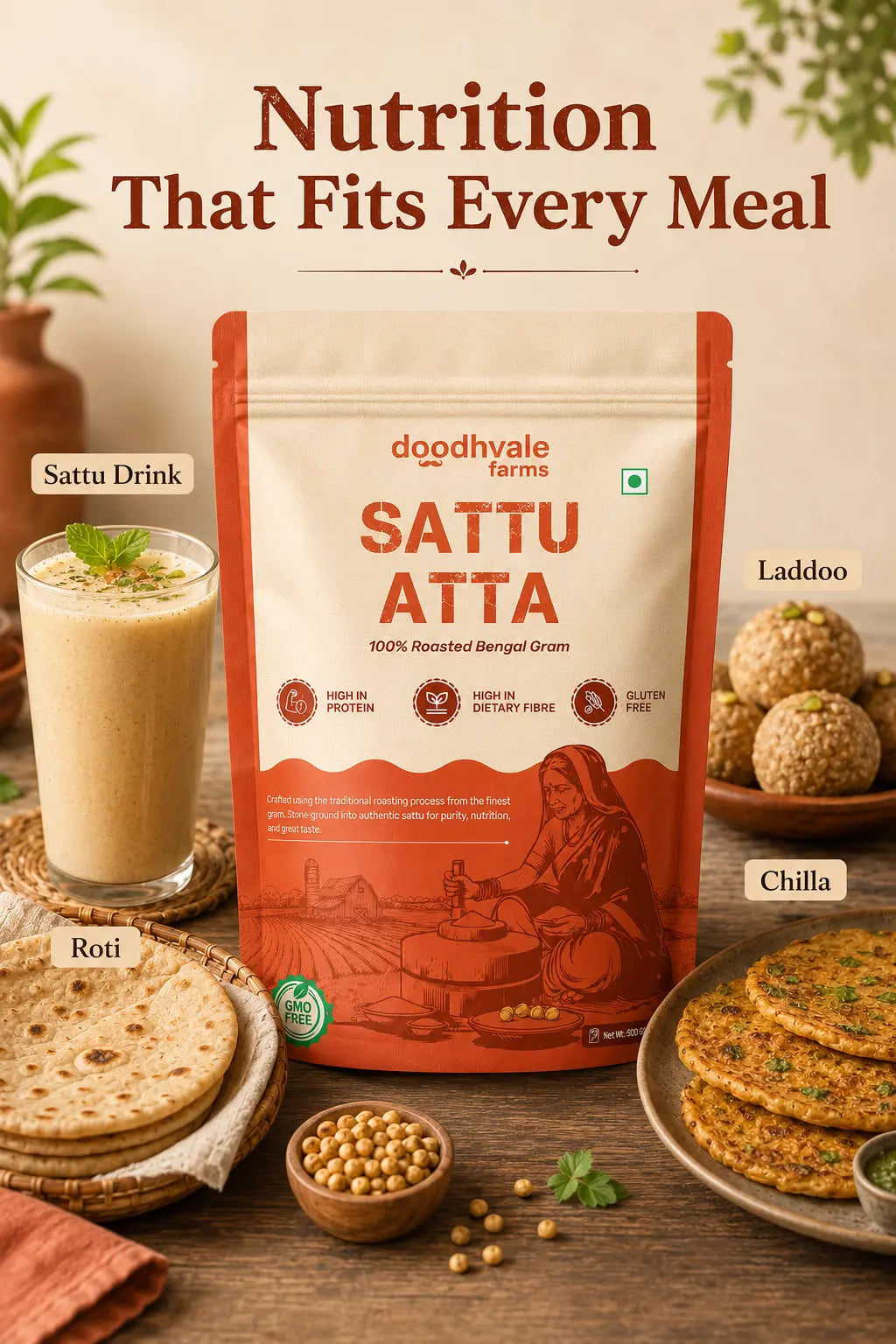 Sattu Atta – Roasted Chana Flour | High-Protein Traditional Flour