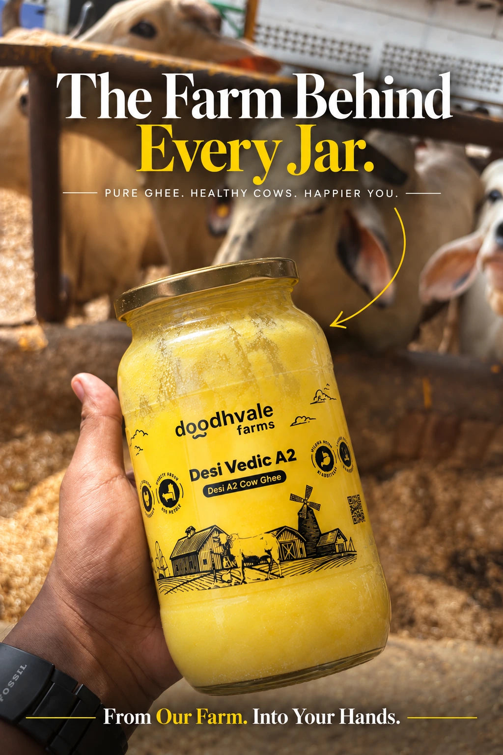 Cow A2 Vedic Desi Ghee - (900 ML)