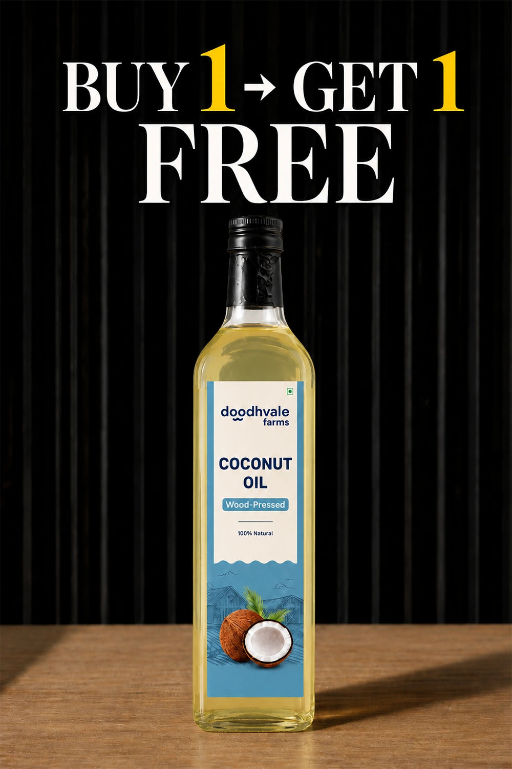 Coconut Oil - Wood Pressed (Buy 1 Get 1 Free)