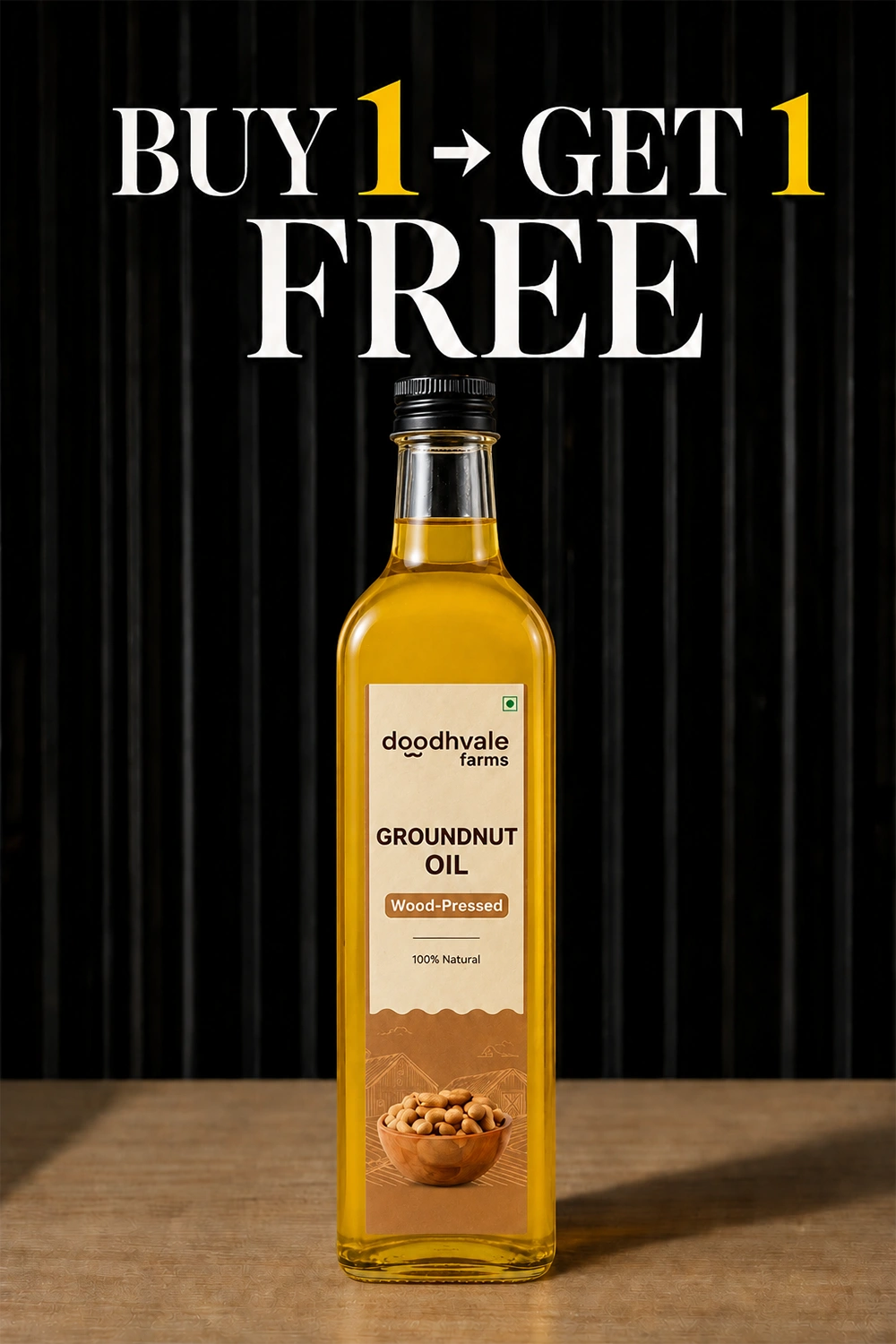 Groundnut Oil - Wood Pressed (Buy 1 Get 1 Free)