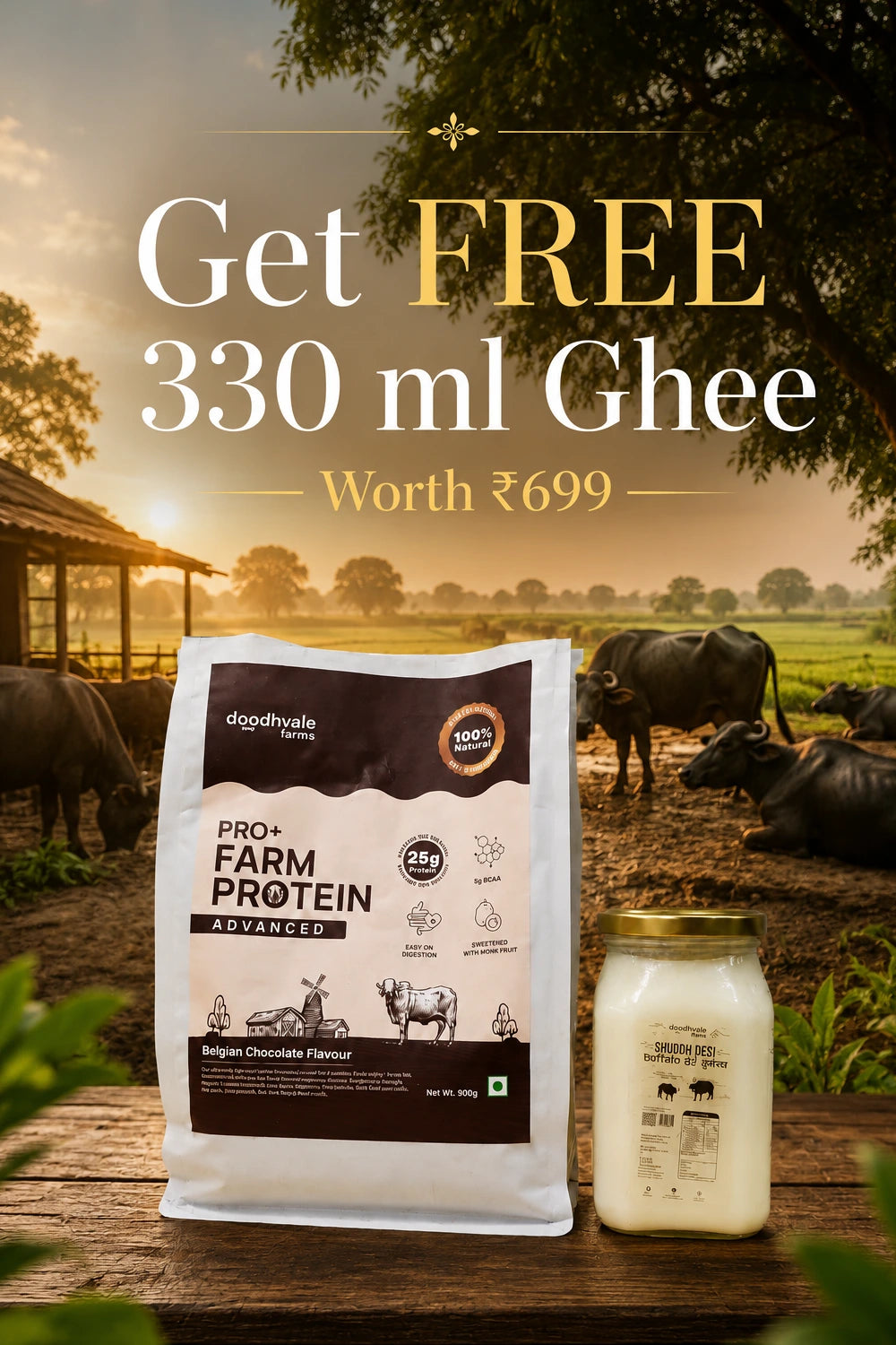 PRO+ Farm Protein Advanced - Belgian Chocolate - (450g) - 25g/scoop + Free Gift