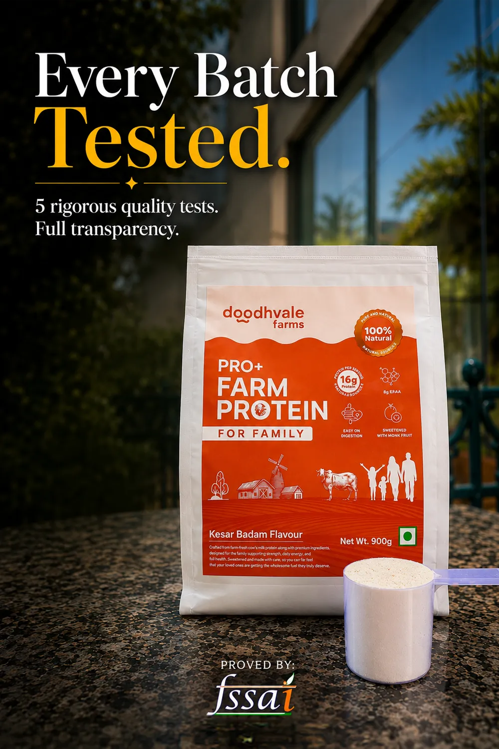 PRO+ Farm Protein Sachet For Family - Kesar Badam - 16g/scoop