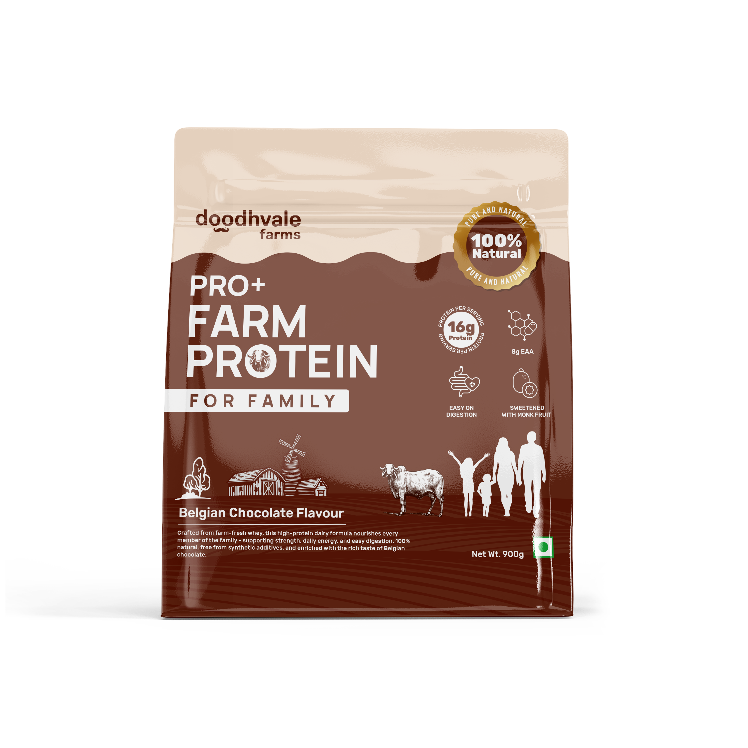 PRO+ Farm Protein For Family - Belgian Chocolate - 16g/scoop
