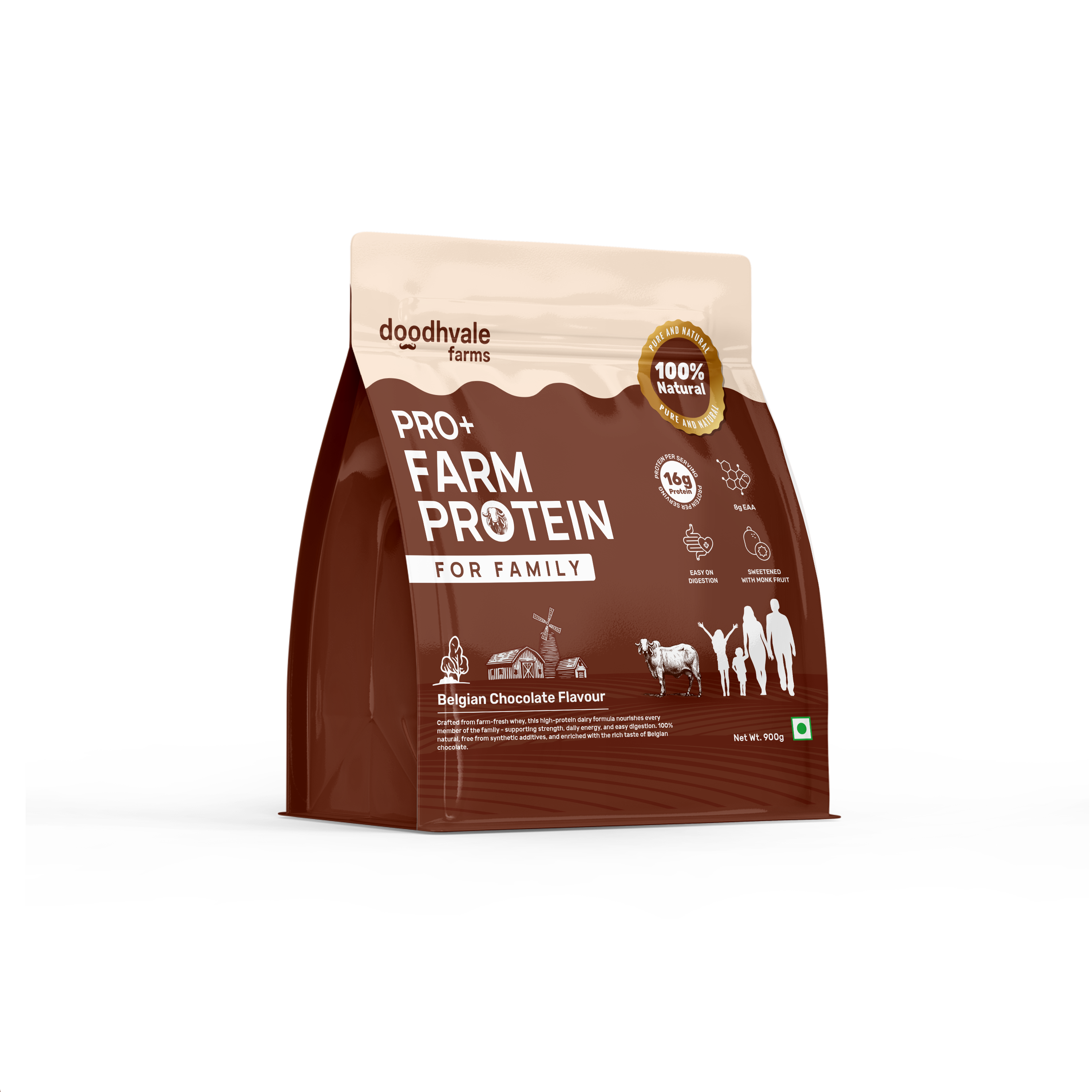PRO+ Farm Protein For Family - Belgian Chocolate - 16g/scoop + Free Gift