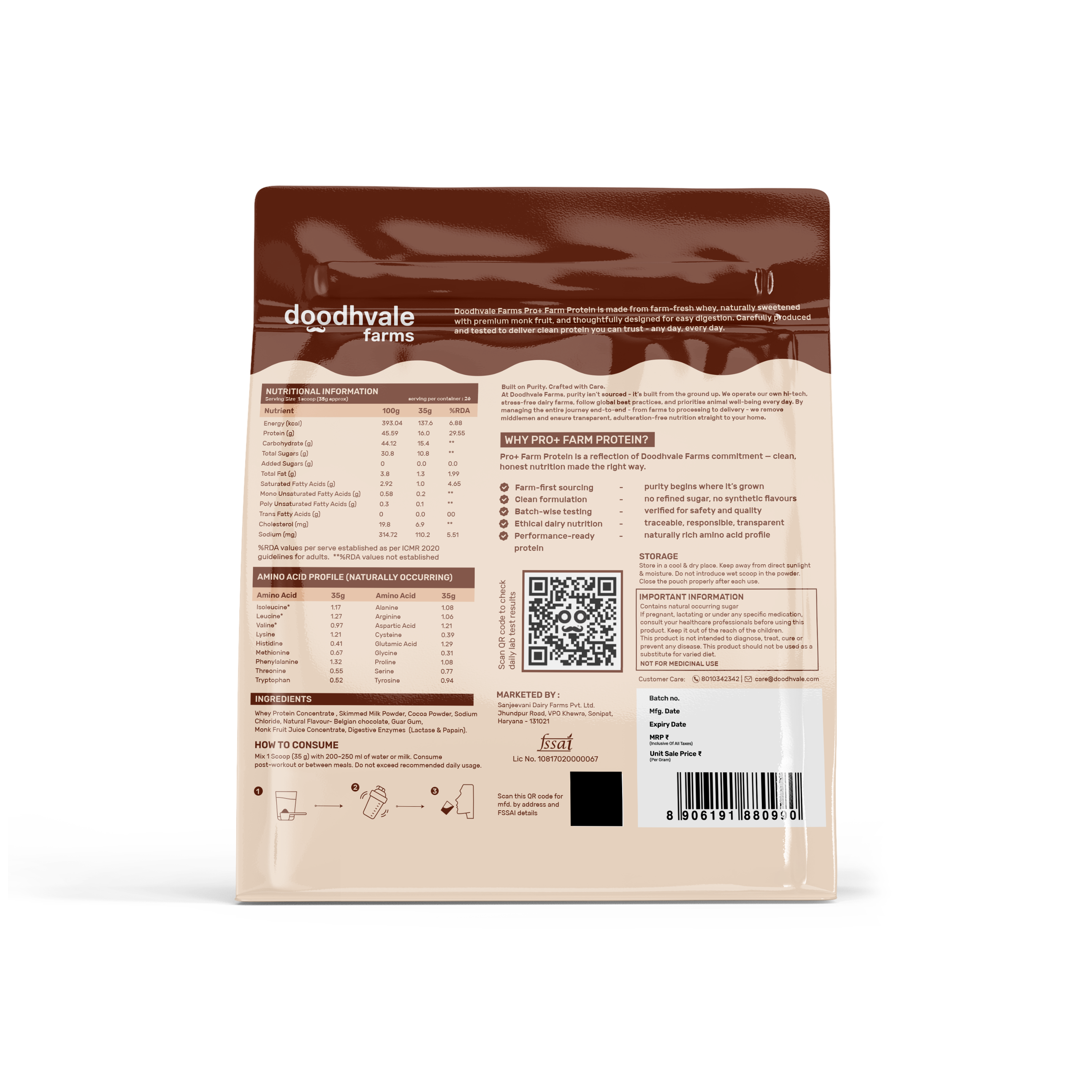 PRO+ Farm Protein For Family - Belgian Chocolate - 16g/scoop