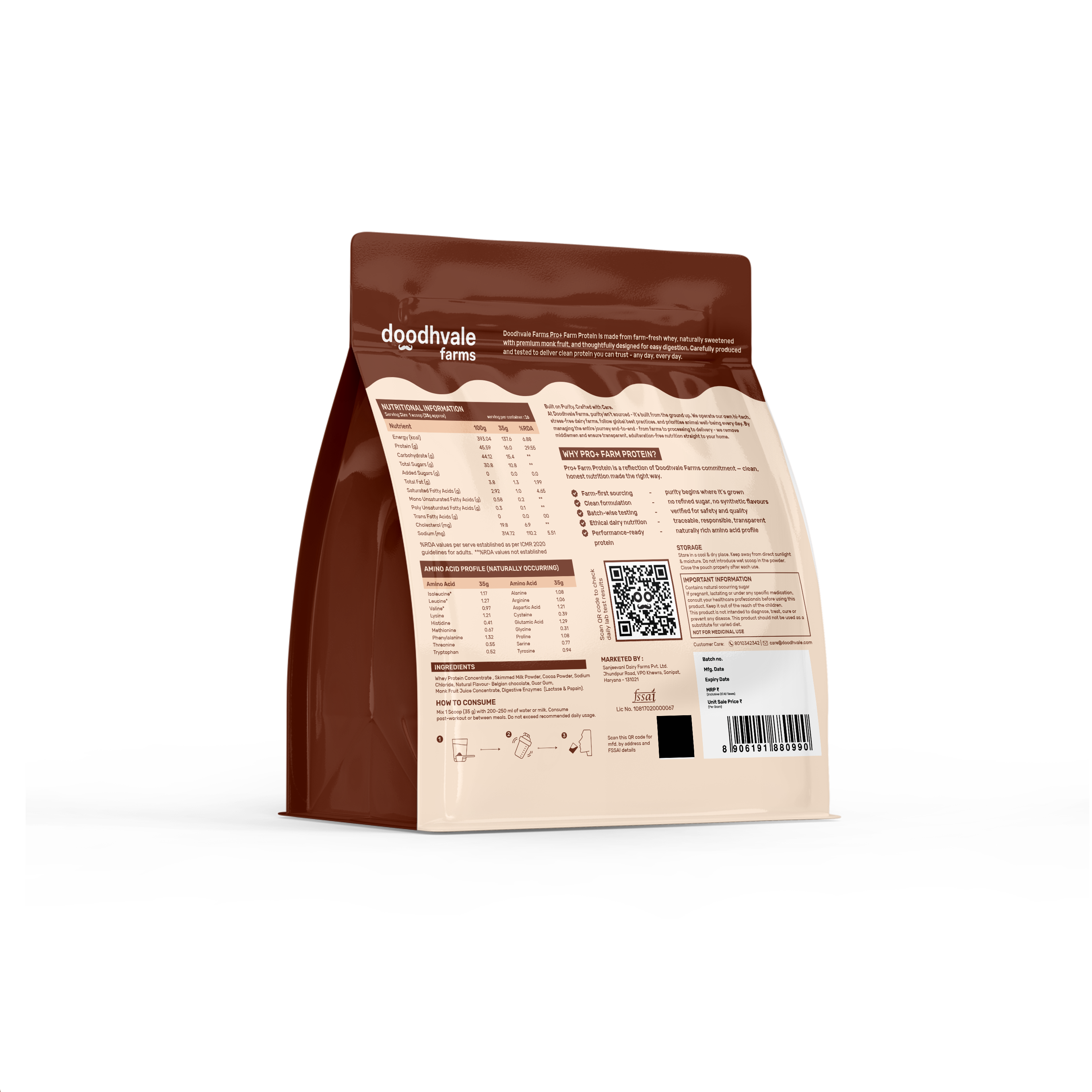 PRO+ Farm Protein For Family - Belgian Chocolate - 16g/scoop + Free Gift