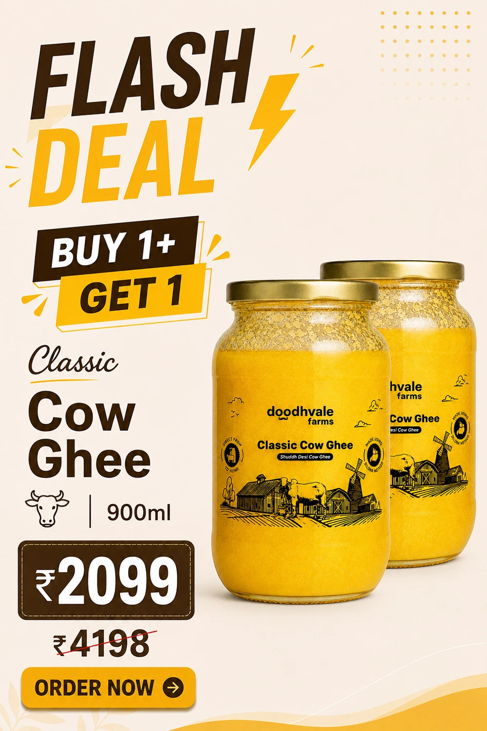 Classic Cow Bilona Ghee - (900 ML)