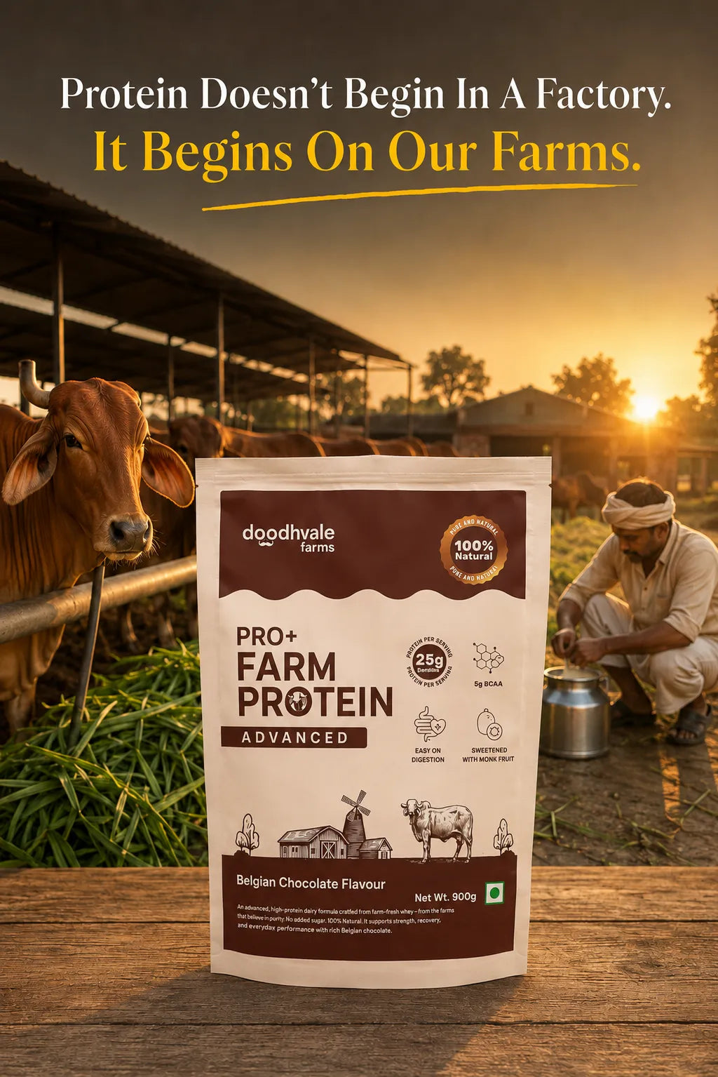 PRO+ Farm Protein Advanced - Belgian Chocolate - (450g) - 25g/scoop + Free Gift