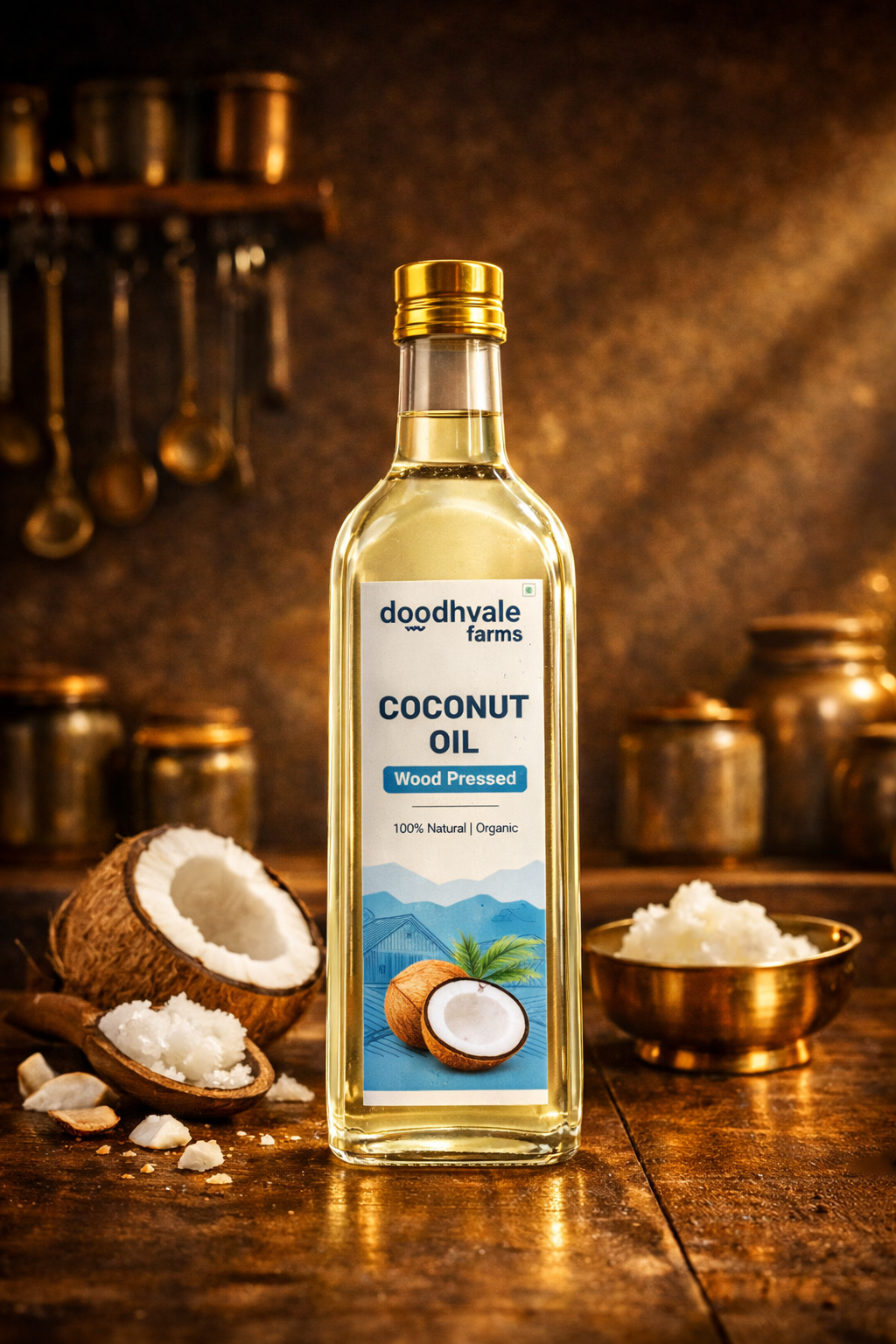 🎁 Coconut Oil - Wood Pressed - 500 ml - Glass Bottle