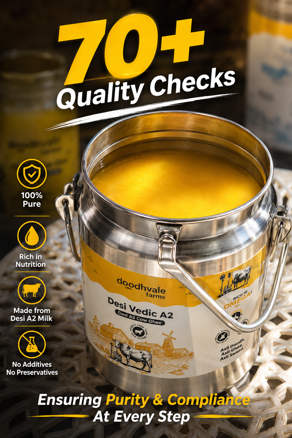 Cow A2 Vedic Desi Ghee Dolchi 5L