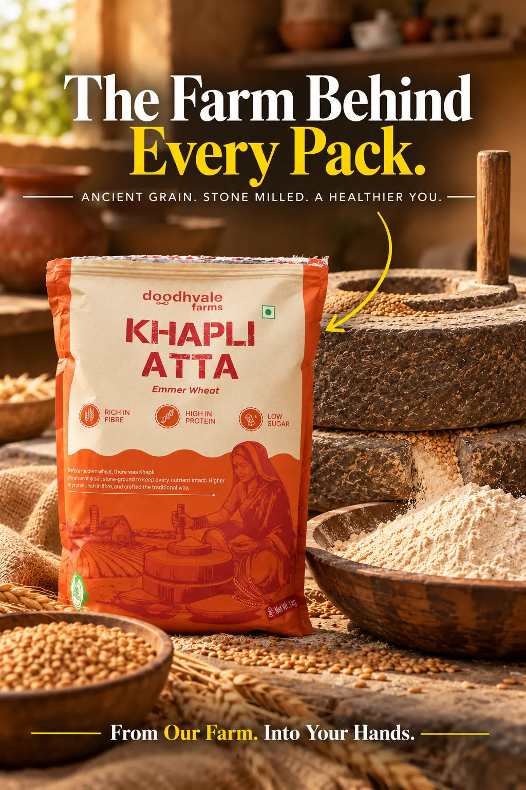 Khapli Atta – Cold Pressed | (2kg) : Buy 3 Get 2 Free