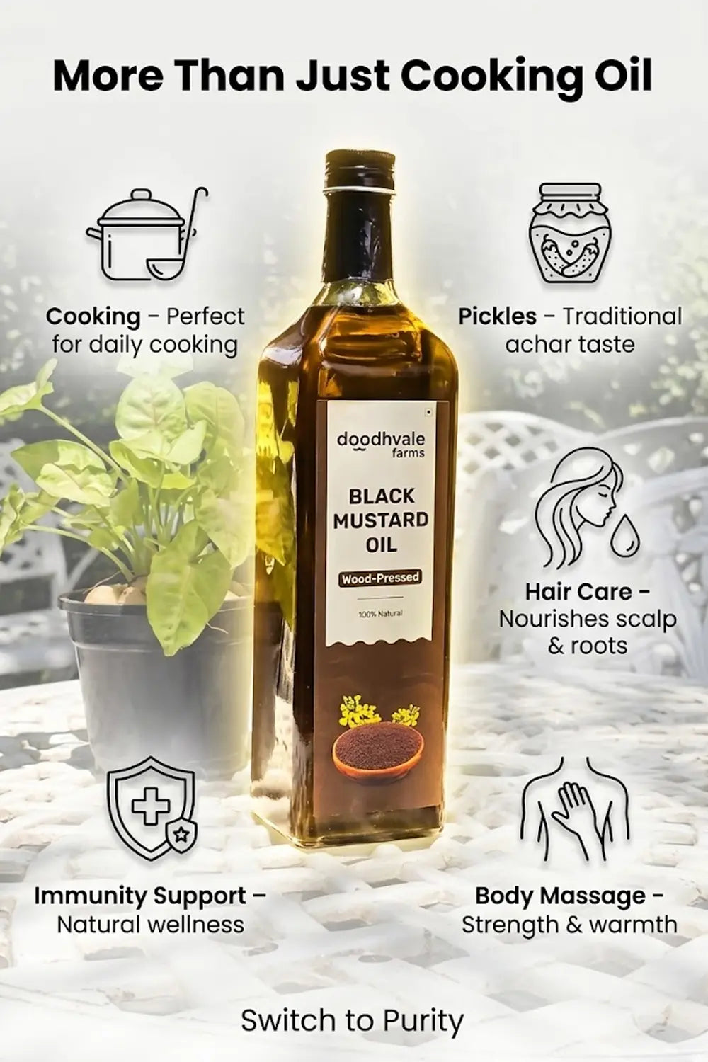 Black Mustard Oil - Wood Pressed (500ml).