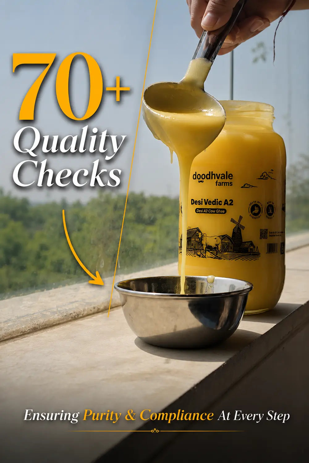 Cow A2 Vedic Desi Ghee - (900 ML)