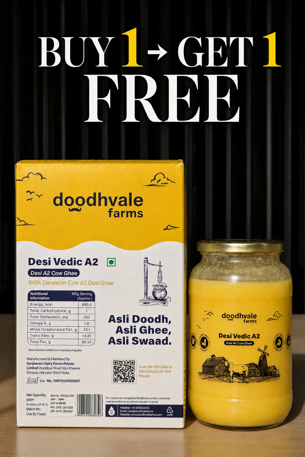 Cow A2 Vedic Desi Ghee - (900 ML)