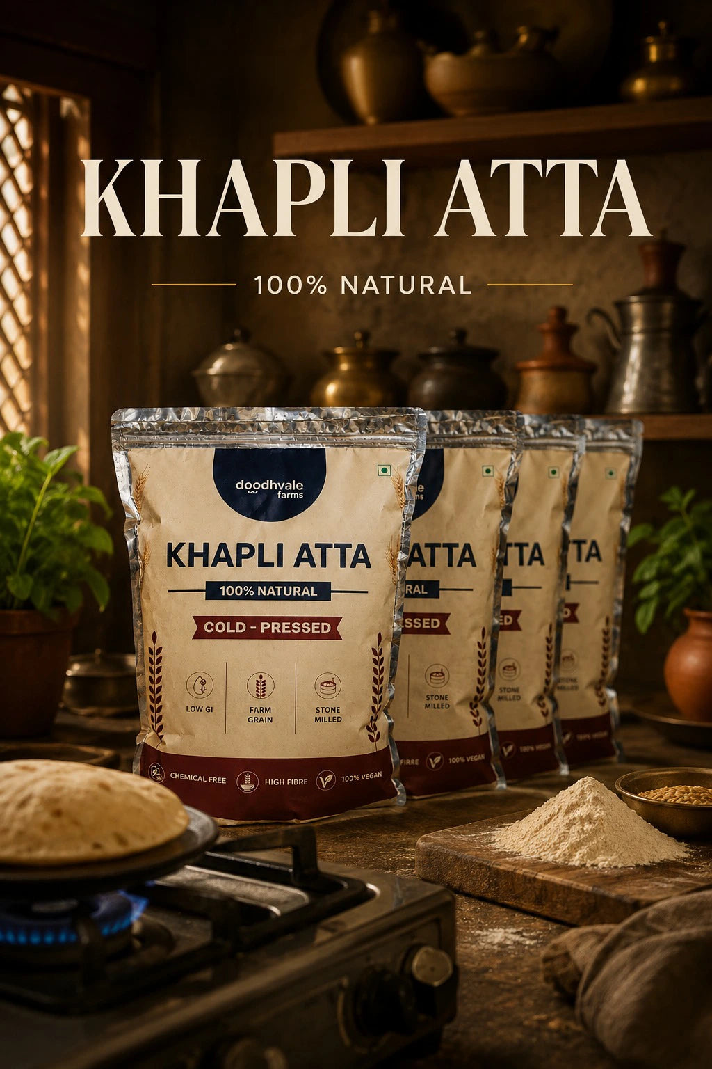 Khapli Atta – Cold Pressed | (2kg) : Buy 3 Get 2 Free