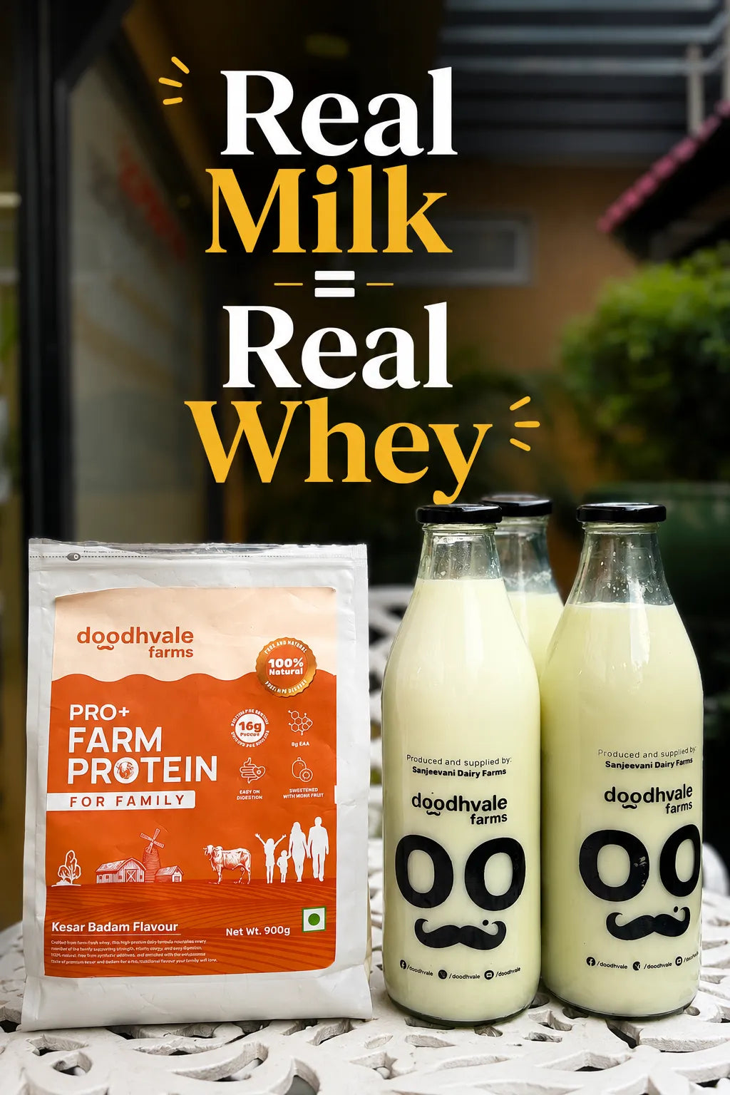 PRO+ Farm Protein Sachet For Family - Kesar Badam - 16g/scoop