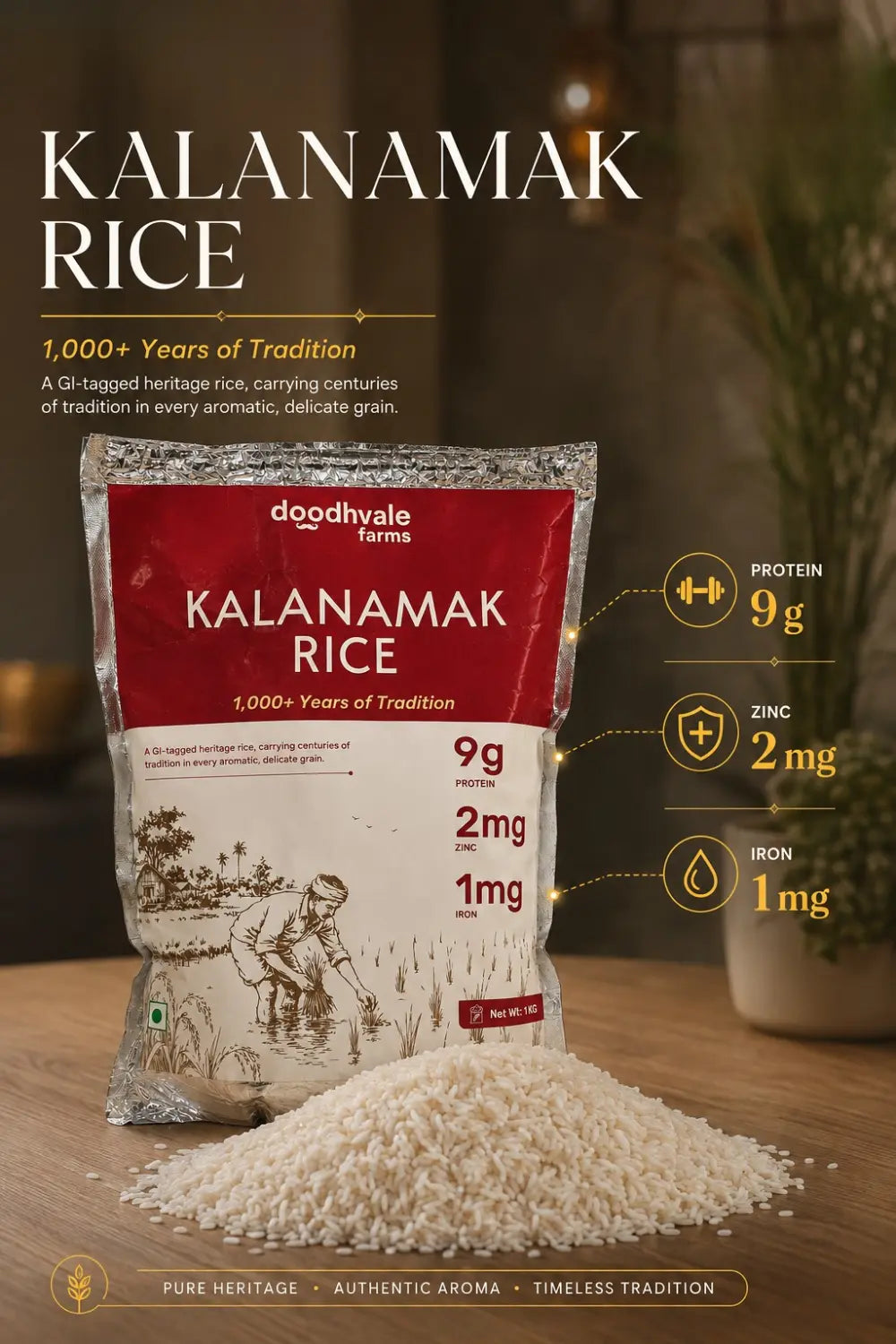Kala Namak Rice – GI-Tagged Heritage Rice | High Protein