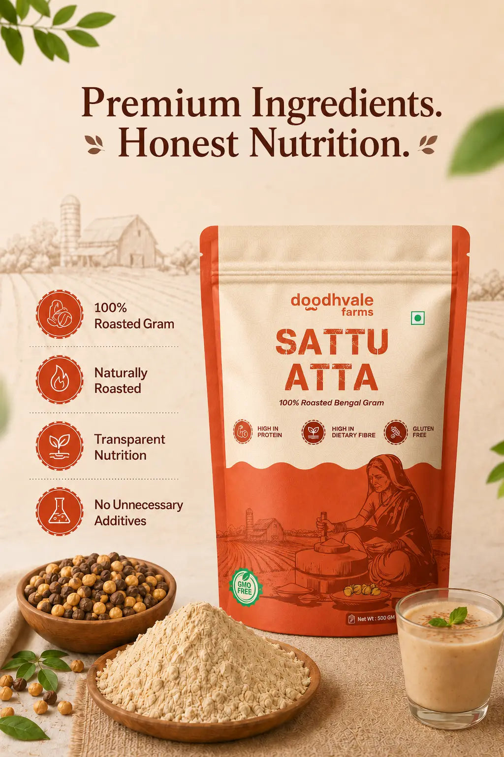 Sattu Atta – Roasted Chana Flour | High-Protein Traditional Flour