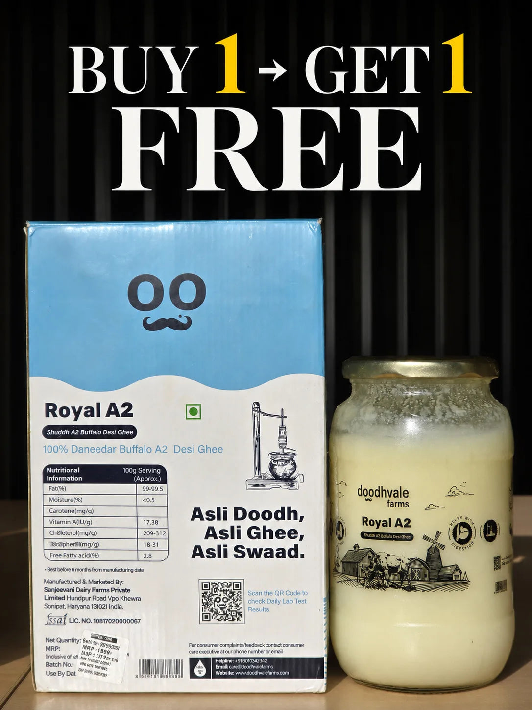 Royal A2 Buffalo Desi Ghee - (900 ML)