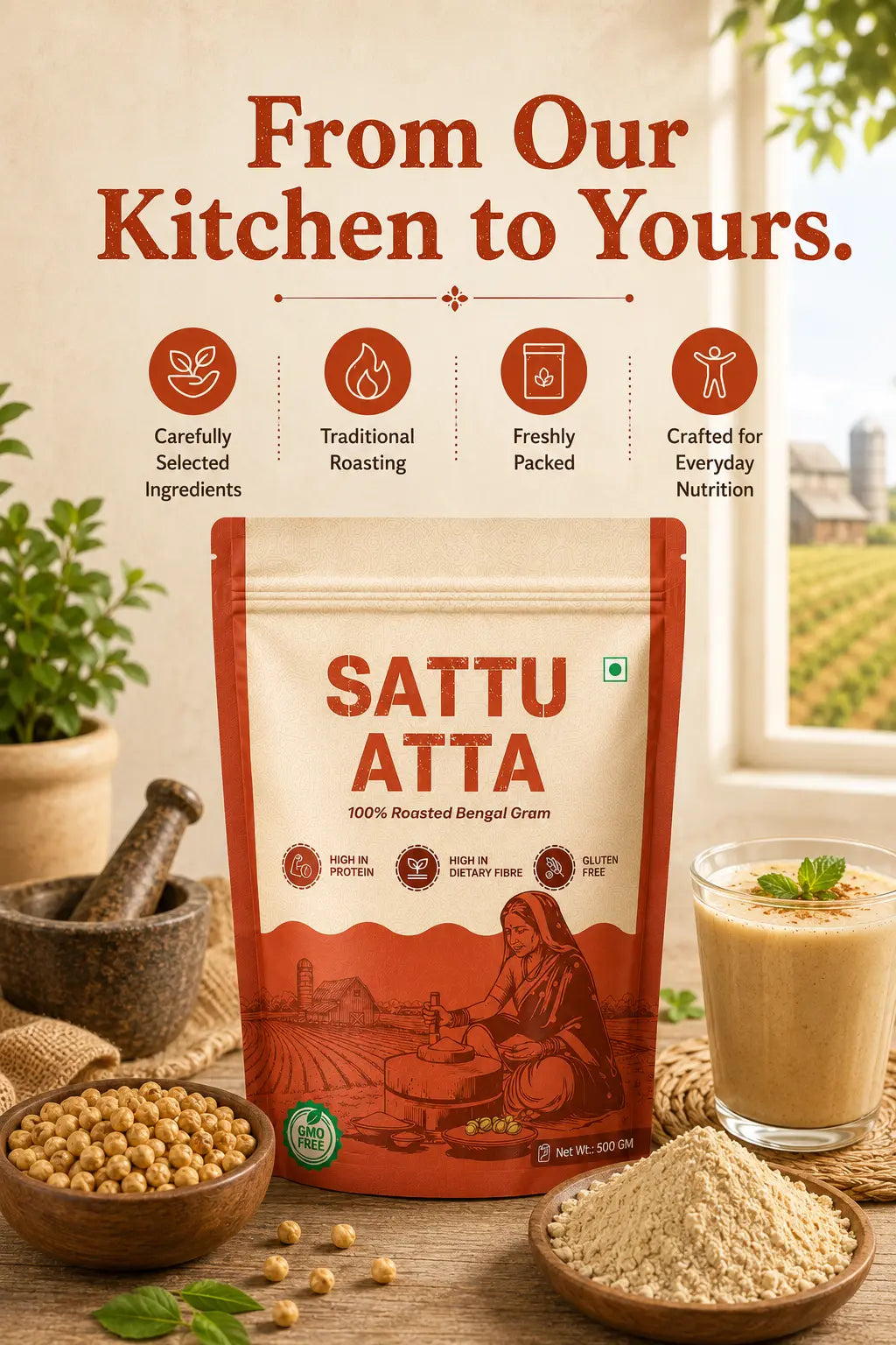 Sattu Atta – Roasted Chana Flour | High-Protein Traditional Flour