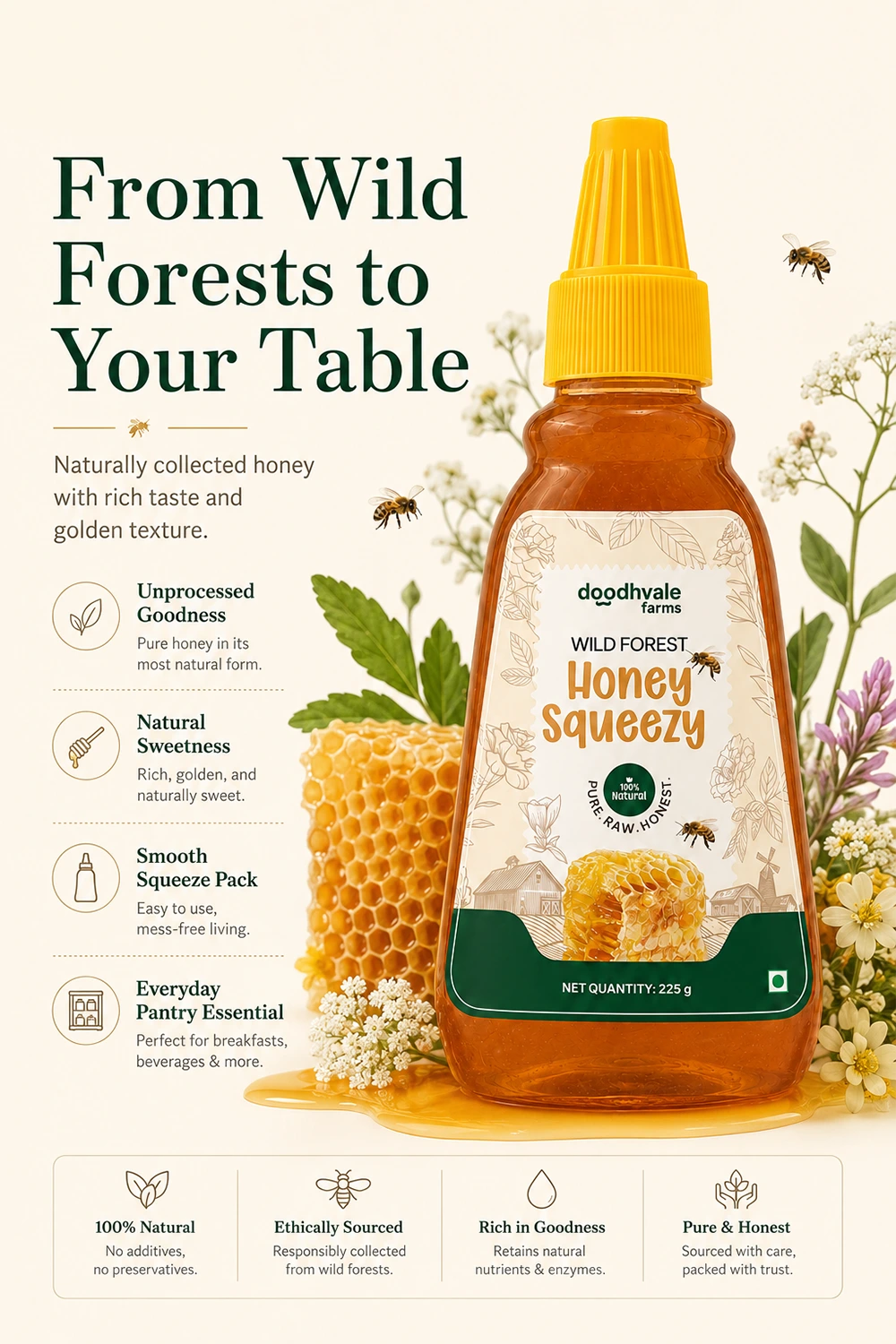 Wild Forest Honey Squeezy | 100% Organic & Natural