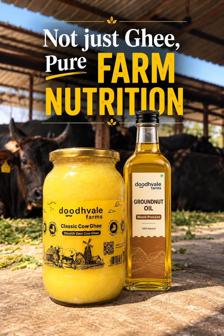 Classic Cow Bilona Ghee + Groundnut Oil - Wood Pressed Combo