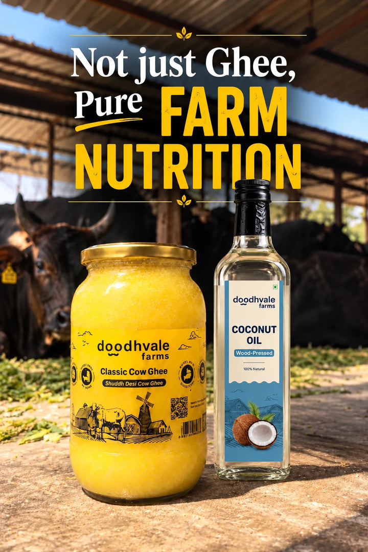 Classic Cow Bilona Ghee + Coconut Oil - Wood Pressed Combo