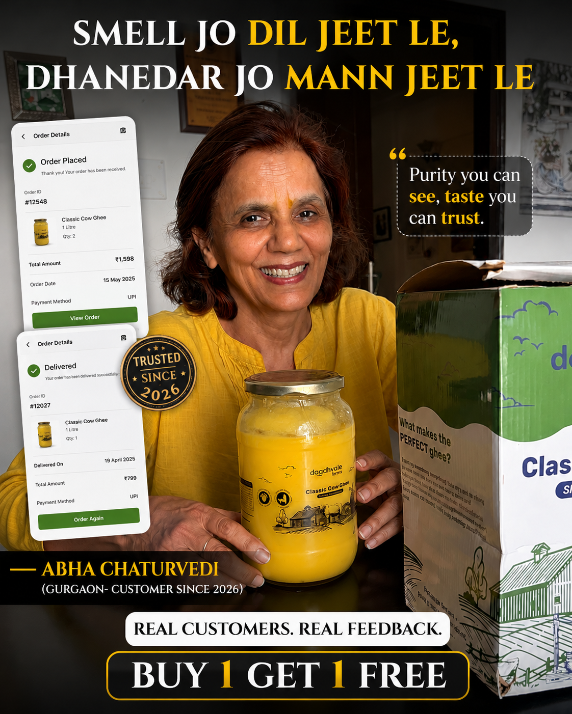 Classic Cow Bilona Ghee - (900 ML)