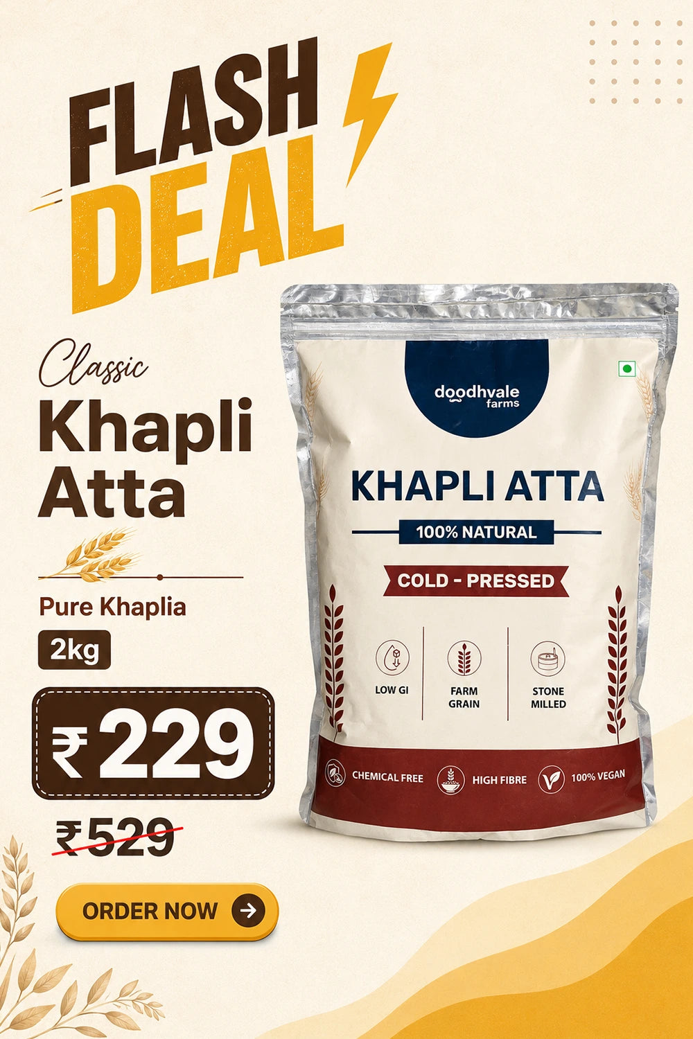 Flash Sale - Khapli Atta – Cold Pressed | 2kg