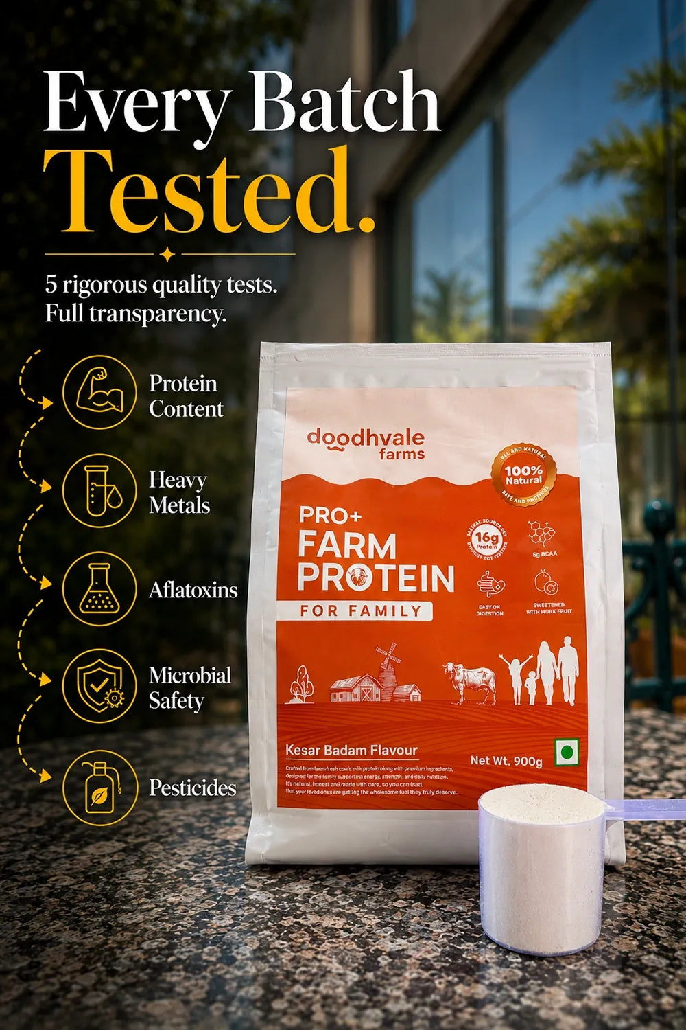 PRO+ Farm Protein Sachet For Family - Kesar Badam - 16g/scoop