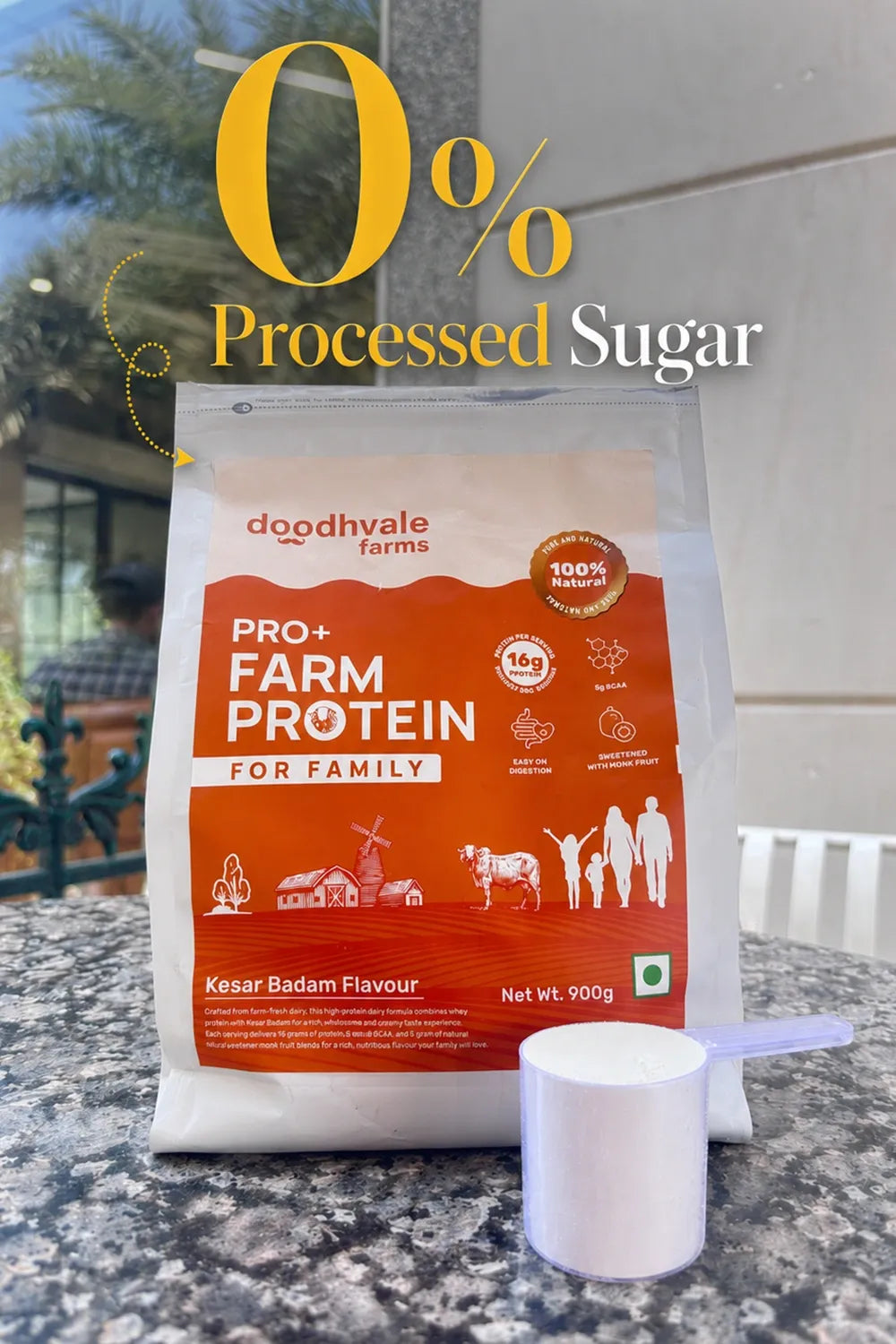 PRO+ Farm Protein Sachet For Family - Kesar Badam - 16g/scoop