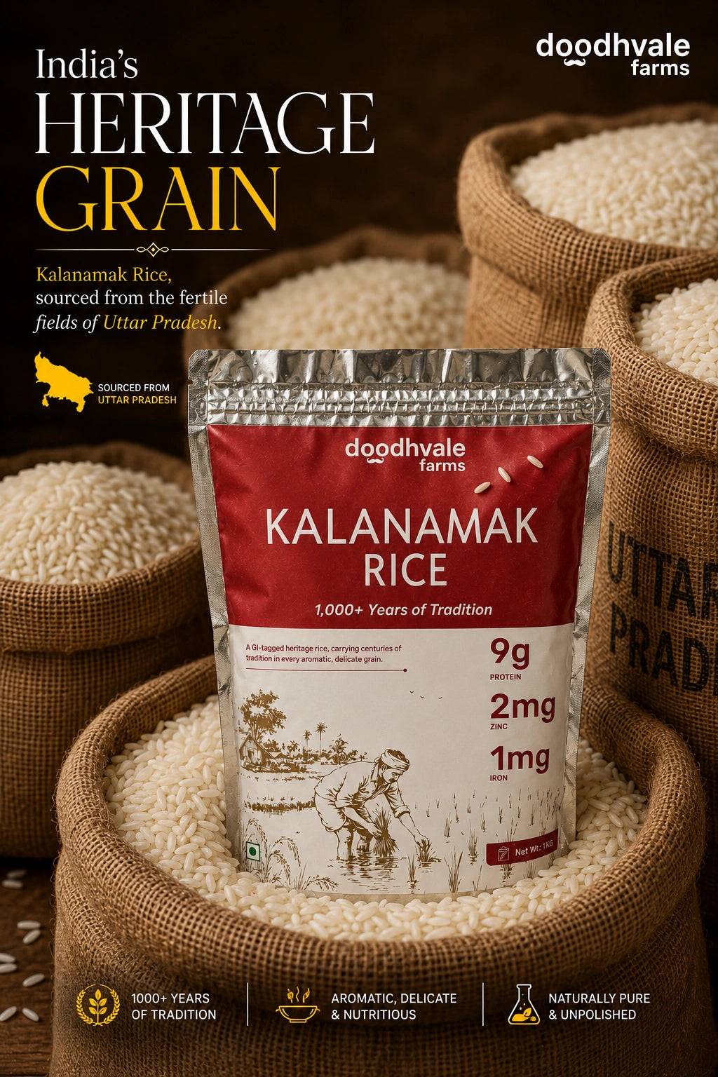 Kala Namak Rice – GI-Tagged Heritage Rice | High Protein