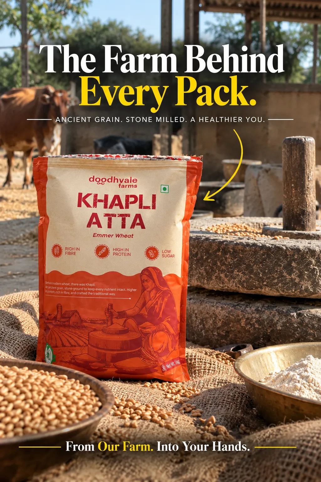 Khapli Atta – Cold Pressed | (2kg) : Buy 3 Get 2 Free