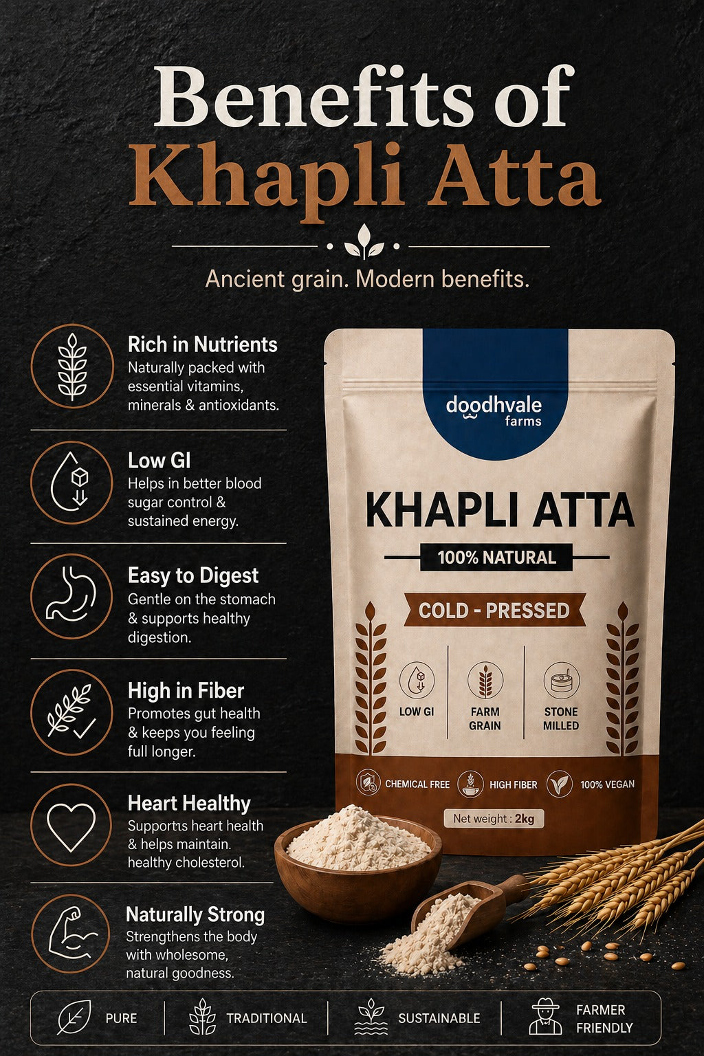Khapli Atta – Cold Pressed | 2kg