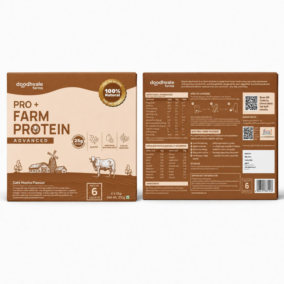 PRO+ Farm Protein Sachet Advanced - Cafe Mocha - 25g/scoop