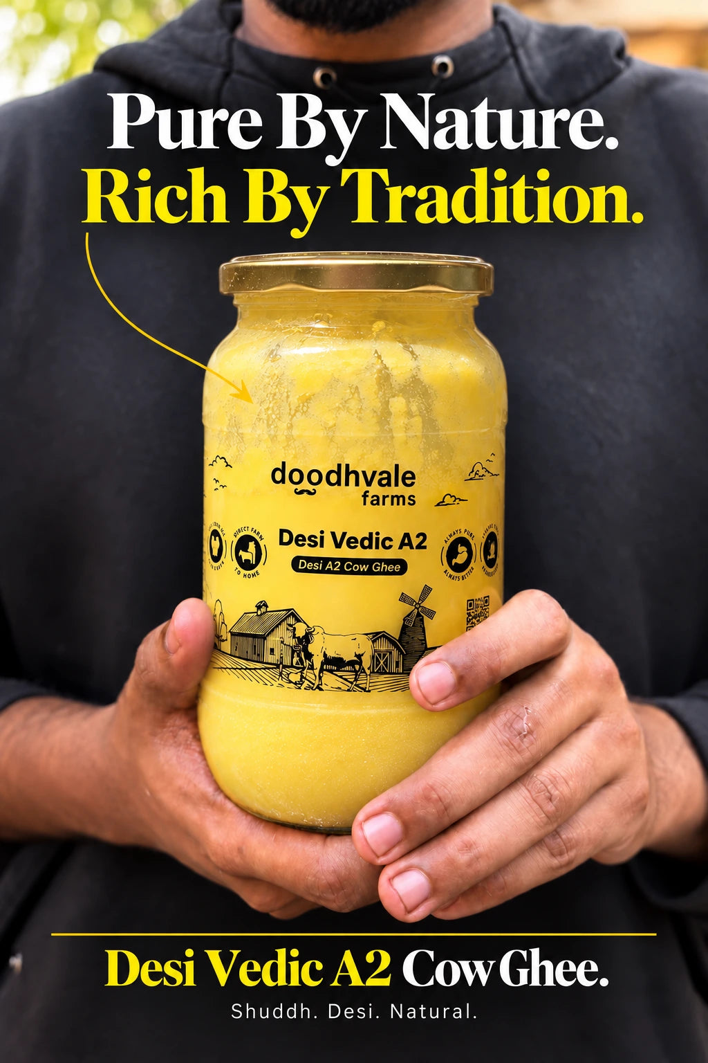 Cow A2 Vedic Desi Ghee - (900 ML)