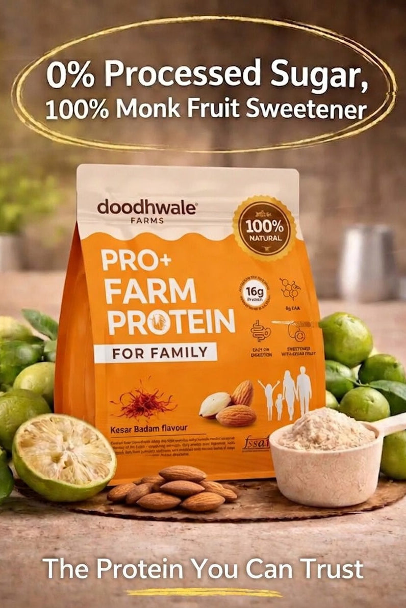 PRO+ Farm Protein For Family - Kesar Badam - 16g/scoop + Free Gift