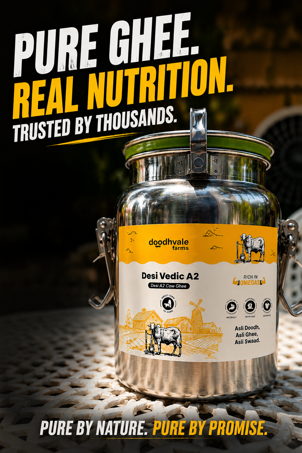 Cow A2 Vedic Desi Ghee Dolchi 5L + Free Gifts